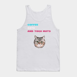 Coffee cats and yoga mats funny yoga and cat drawing Tank Top